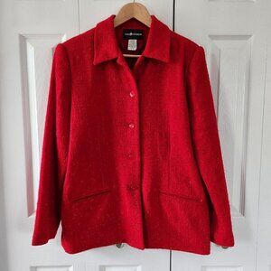 Sag Harbor Red Blazer Jacket with Metallic Shimmer